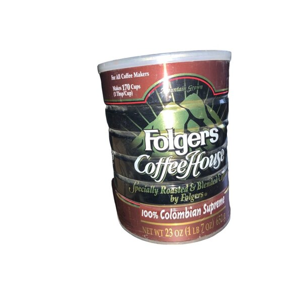Folgers Mountain Grown Tin Metal Coffee Can w/ Lid COFFEE HOUSE- empty - Picture 1 of 15